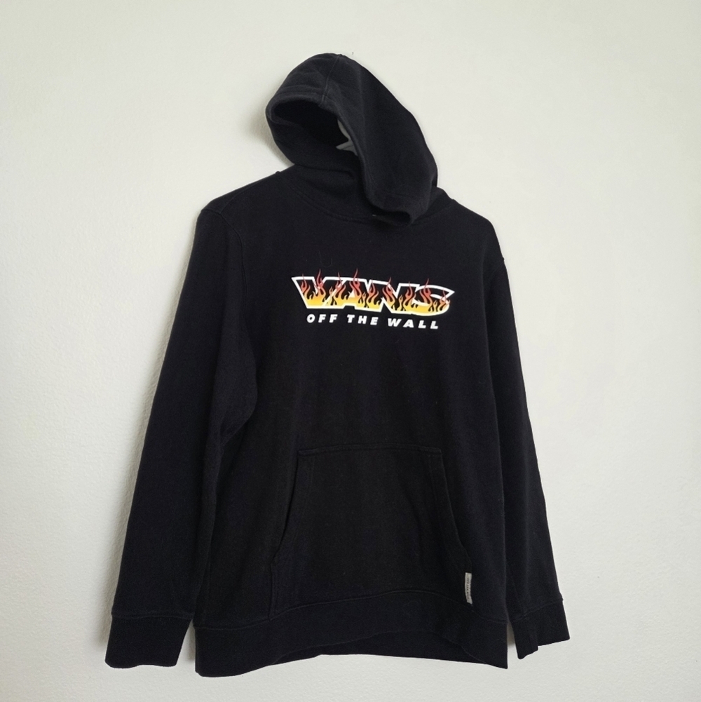 Vans Off The Wall In Flames Youth Black Hoodie Size Large
